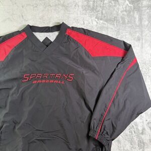 Spartans Baseball Pullover Jacket Holloway Black Red L Team Sportswear